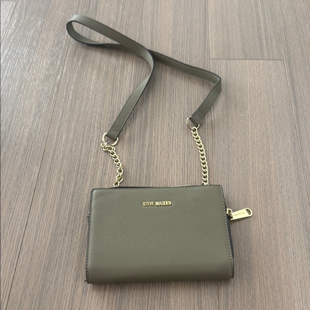 Steve Madden Khaki Crossbody Bag with Gold Accents
